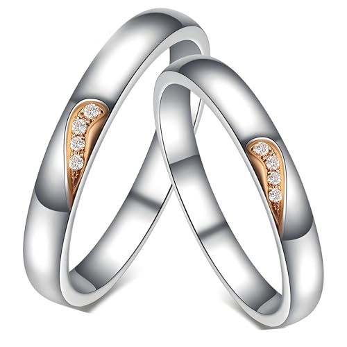ANAZOZ Verlobungsringe Bicolor Rosegold 18 karat, Paar Ringe Mann und Frau mit Moissanite Trauringe Gr. 62 und 57 von ANAZOZ