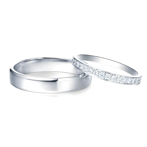 ANAZOZ Verlobungsringe Platin, Ehering Paar für Mann und Frau Moissanite Echtschmuck Trauringe Gr. 60 und 54 von ANAZOZ