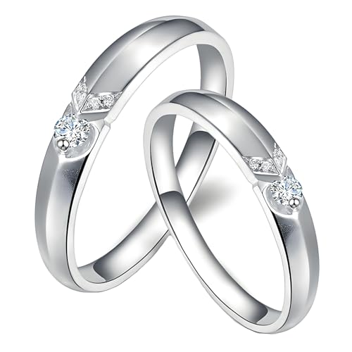 ANAZOZ Verlobungsringe Platin, Hochzeit Ringe Paar mit Moissanite, Echtschmuck Trauringe Größe 49 und 65 von ANAZOZ