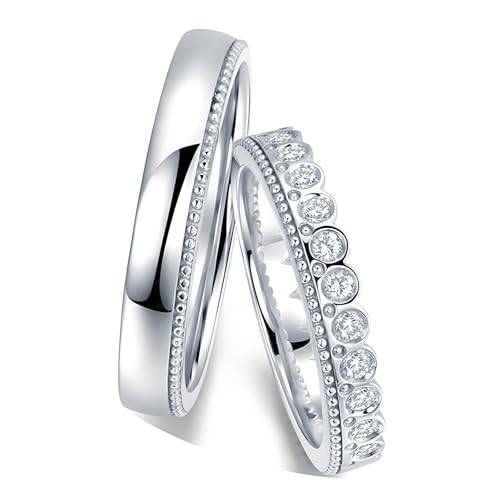 ANAZOZ Verlobungsringe Platin, Hochzeit Ringe Paar mit Moissanite, Echtschmuck Trauringe Größe 57 und 67 von ANAZOZ