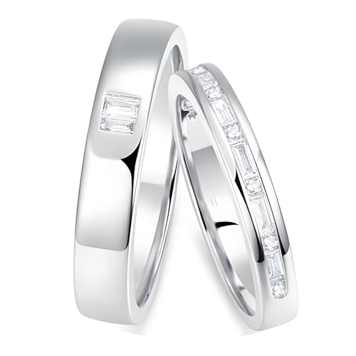 ANAZOZ Verlobungsringe Platin 950, Ringe Paar Set für Sie und Ihn mit Diamant Echt Partnerringe Größe 54 und 67 von ANAZOZ