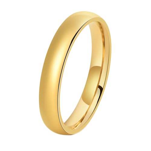 ANAZOZ Wolfram Ringe Damen, Männer Ringe mit Gravur Verlobungsring Größe 70 (22.3) Goldbandring Breit 4 mm von ANAZOZ