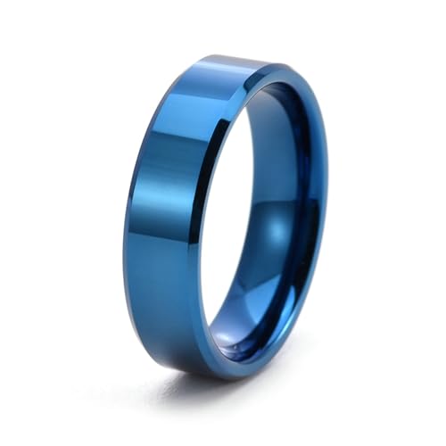 ANAZOZ Wolfram Ringe Herren, Ringe Frauen mit Gravur Eheringe Größe 60 (19.1) Bandring Breit 6 mm mit Abgeschrägter Kante von ANAZOZ