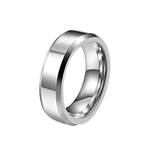 ANAZOZ Wolfram Ringe Herren, Ringe Mit Gravur Für Frauen Verlobungsring größe 60 Poliert Bandring Briet 6mm von ANAZOZ