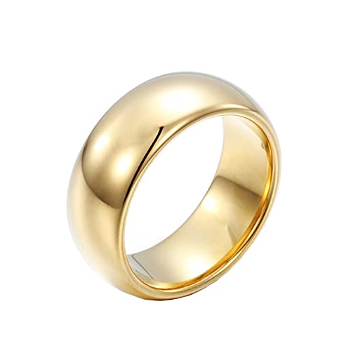 ANAZOZ Wolframringe Herren, Ringe Herren Gravur Eheringe größe 62 8 mm Goldring Plain Dome Hochglanzpoliert von ANAZOZ