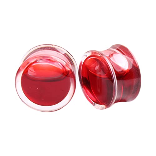 Ohr Tunnel 20mm, Ohr Plug Damen Acryl 2 Stücke Ear Tunnel Expander Ohrpiercing Double Flared Runde Mit Roter Liquid von ANAZOZ
