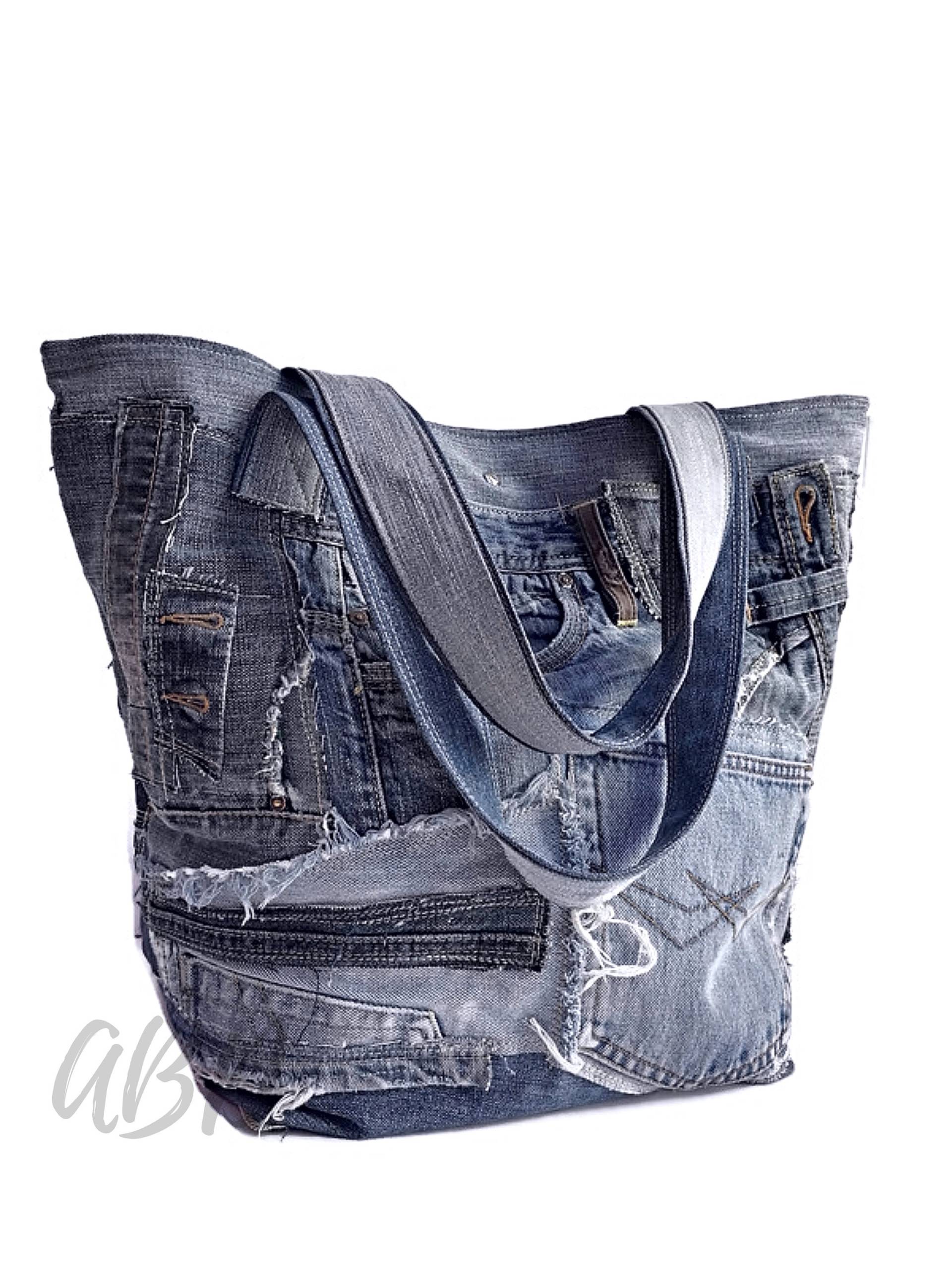 Große Patchwork Jeans Tote, Einkaufstasche Aus Recyceltem Jeansstoff, Handgemachte Denim Strandtasche, Einzigartige Upcycled Handtasche Große Patchwork Jeans Tote, Einkaufstasche Aus Recyceltem Jeansstoff, Handgemachte Denim Strandtasche, Einzigartige Upcycled Handtasche von ANAbagsDesignStudio