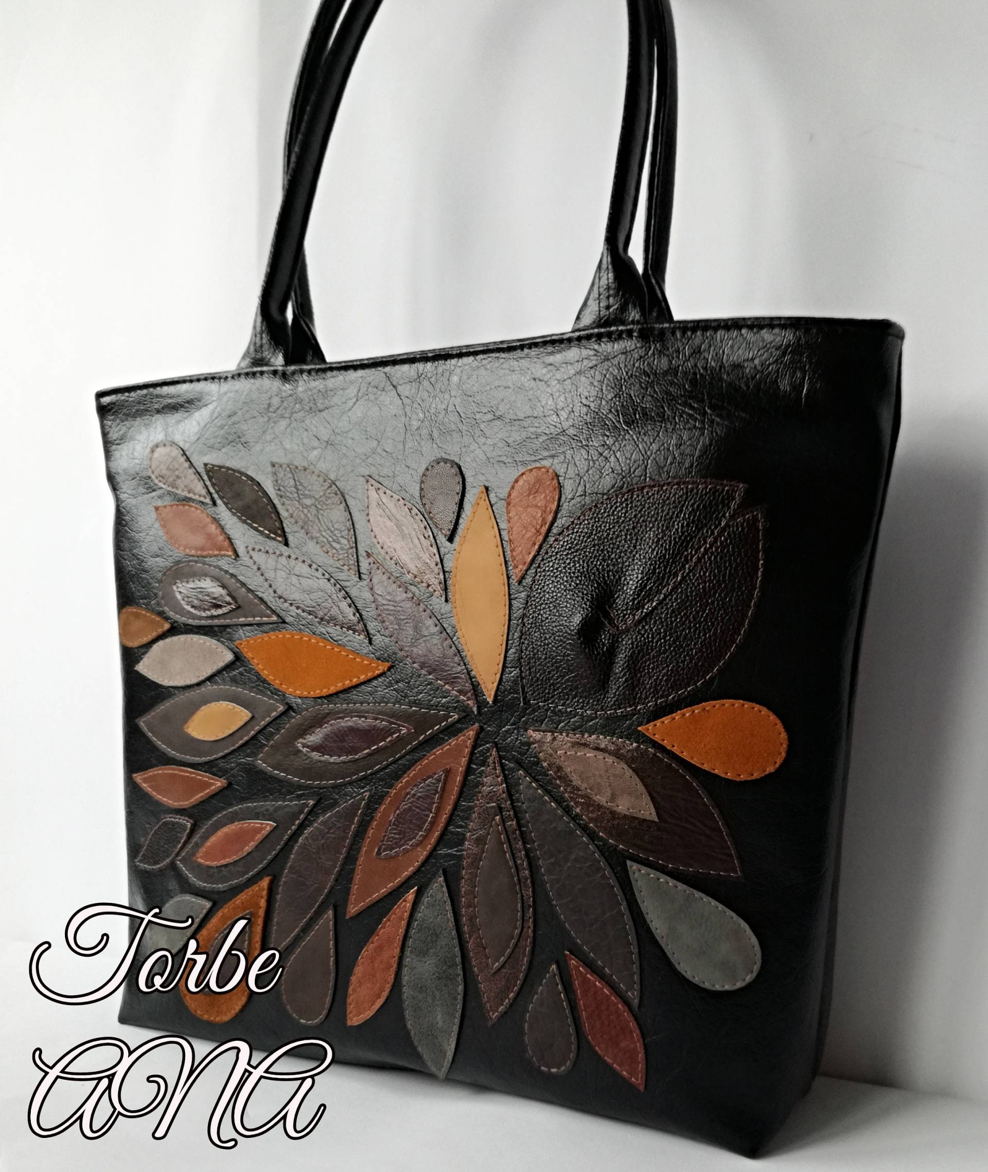 Schwarze Einkaufstasche, Schwarze Schulterhandtasche, Große Alltagstasche Für Frauen von ANAbagsDesignStudio