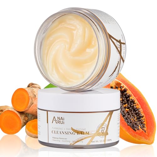ANAiRUi Reinigungsbalsam mit Kurkuma-Papaya, Kurkuma-Make-up-Entferner für Gesichtsreinigung, Peeling, Reduzierung dunkler Flecken, Akne, glatte Haut, Hautreiniger, 3.5 OZ von ANAiRUi