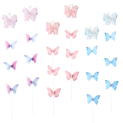 ANBALA 6 x Schmetterlings-Haarspangen mit Quaste, niedliche Alligator-Haarspangen für Mädchen von ANBALA