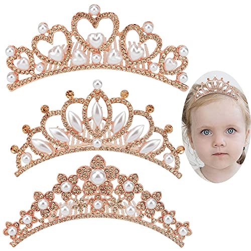 ANBALA Small Tiara Crown with Hair Comb, 3 Pack Mini Tiara Crown Princess Crystal Shiny Hair Accessories for 2 3 4 5 6 7 8 13 Years Girls Hair Dectoration Styling Cute Hair Accessories von ANBALA