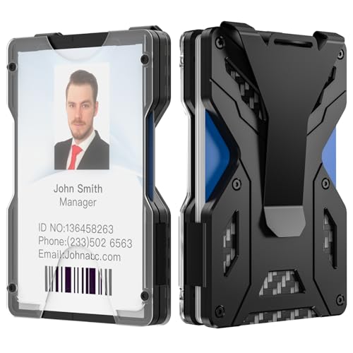 ANBEISTEE Minimalistische Brieftasche für Männer - Slim Aluminium Metall Geld Clip mit Klaren ID-Kartenhalter, RFID-Blockierung, Hält 15 Karten Plus Bargeld, Ultradünne Taktische Kohlefaser-Schwarz ANBEISTEE Minimalistische Brieftasche für Männer - Slim Aluminium Metall Geld Clip mit Klaren ID-Kartenhalter, RFID-Blockierung, Hält 15 Karten Plus Bargeld, Ultradünne Taktische Kohlefaser-Schwarz von ANBEISTEE