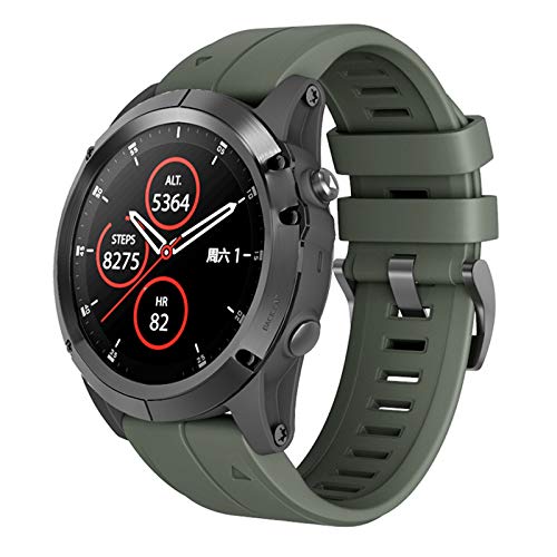 ANBEST Kompatibel mit Fenix 5X/Fenix 6X Armband Silikon, Sport Schnellwechsel Ersatzarmband für Fenix 5X Plus/Fenix 6X Pro/Fenix 3/Fenix 3 HR für Damen & Herren, (Armee Grün) von ANBEST