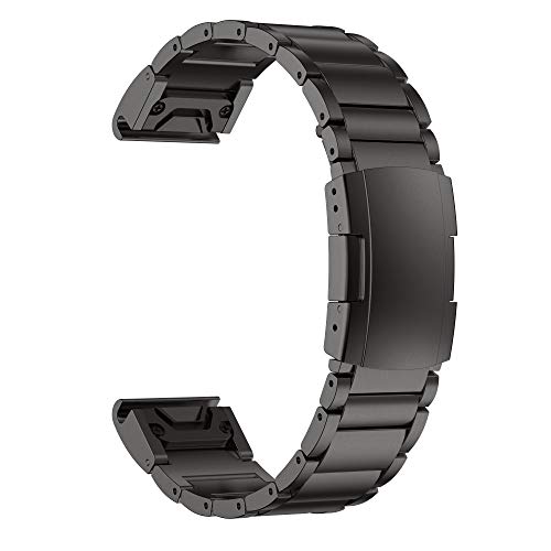 ANBEST Titanlegierung Armband Kompatibel mit Fenix 5 Armbänder, 22mm Schnellverschluss Armband für Fenix 6/6 Pro/Fenix 5 Plus/Forerunner 935/Forerunner 945 (Schwarz) von ANBEST