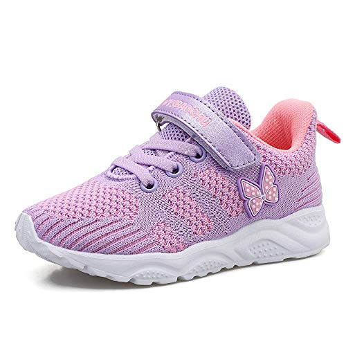 ANBIWANGLUO Baby Turnschuhe Mädchen Laufschuhe Baby Atmungsaktive Lauflernschuhe Kinder Leichte Sportschuhe（Lila，21 EU von ANBIWANGLUO