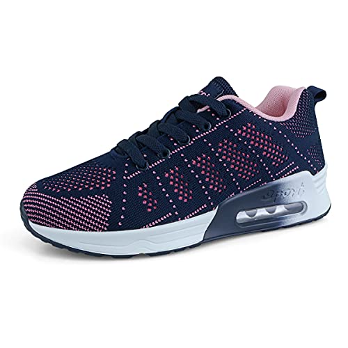 ANBIWANGLUO Damen Turnschuhe Atmungsaktiv Laufschuhe Leichtgewichts Sportschuhe Luftkissen Hallenschuhe Outdoor Fitnessschuhe Gym Schuhe Blau 39 EU von ANBIWANGLUO