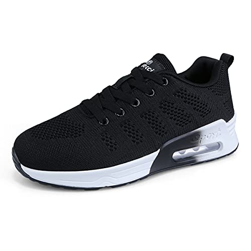 ANBIWANGLUO Damen Turnschuhe Atmungsaktiv Laufschuhe Leichtgewichts Sportschuhe Luftkissen Hallenschuhe Outdoor Fitnessschuhe Gym Schuhe Schwarz 38 EU von ANBIWANGLUO