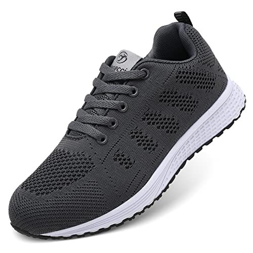 ANBIWANGLUO Damen Turnschuhe Sportliche Laufschuhe Schnürschuhe Atmungsaktive Outdoor Cross Trainer zum Joggen Grau 35 EU von ANBIWANGLUO