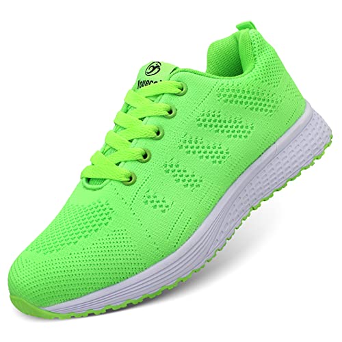 ANBIWANGLUO Damen Turnschuhe Sportliche Laufschuhe Schnürschuhe Atmungsaktive Outdoor Cross Trainer zum Joggen Grün 42 EU von ANBIWANGLUO