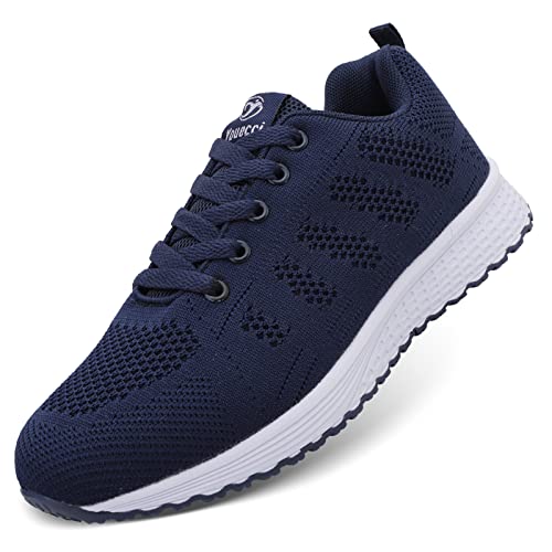 ANBIWANGLUO Damen Turnschuhe Sportliche Laufschuhe Schnürschuhe Atmungsaktive Outdoor Cross Trainer zum Joggen Marine 41 EU von ANBIWANGLUO