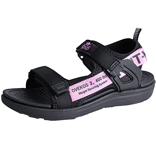 ANBIWANGLUO Sandales Mädchen Sportsandalen Kind Mädchen Sandalen 2-Riemen Kinder Schuhe Sommer für Pool Schwimmbad Strand 29 EU,Schwarz Rosa von ANBIWANGLUO