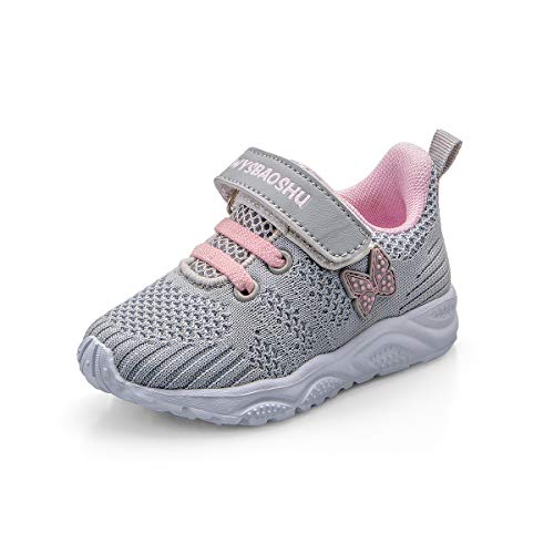 ANBIWANGLUO Turnschuhe Baby Mädchen Tennisschuhe Baby Mädchen Atmungsaktive Laufschuhe Kinder Leichte Sportschuhe Mädchen 22 EU,Grau von ANBIWANGLUO