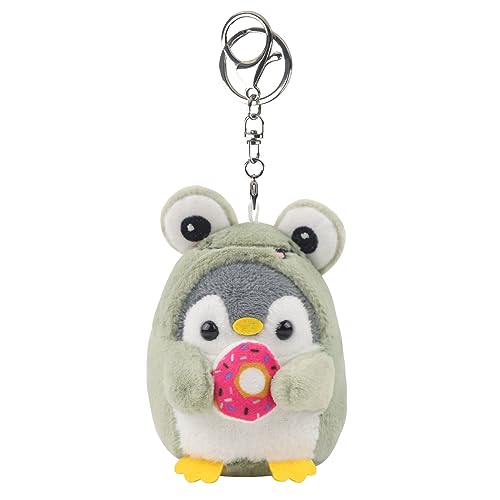 ANBOOR Kleine Kuscheltiere Pinguin Plüsch-Schlüsselanhänger Cosplay Kostüm Spielen Pinguin Plüschtier Anhänger Handtasche Rucksack Klassenzimmer Geschenk (Frosch) von ANBOOR