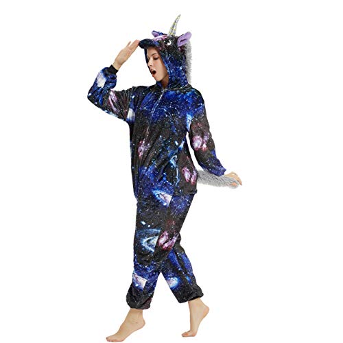 ANBOTA Einhorn-Kostüm Einteiler für Erwachsene Frauen Herren Halloween Pyjama (3X-Large, A-Galaxie-Einhorn) von ANBOTA