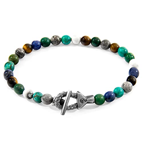 ANCHOR & CREW Mehrfarbiger Multi-Edelstein Mantaro Silber Und Steinperle Armband - Mann - 23cm von ANCHOR & CREW