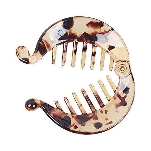 ANCLLO 2Pcs Banana Clip Haarkamm Runde Mädchen Pferdeschwanz Halter Ineinandergreifende Bananenkämme für Volumen Dickes Haar (Braun) von ANCLLO