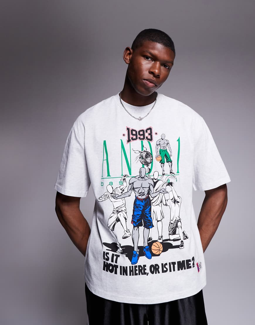 AND1 - Oversize-T-Shirt in Hellgrau mit Sport-Print AND1 - Oversize-T-Shirt in Hellgrau mit Sport-Print von AND1
