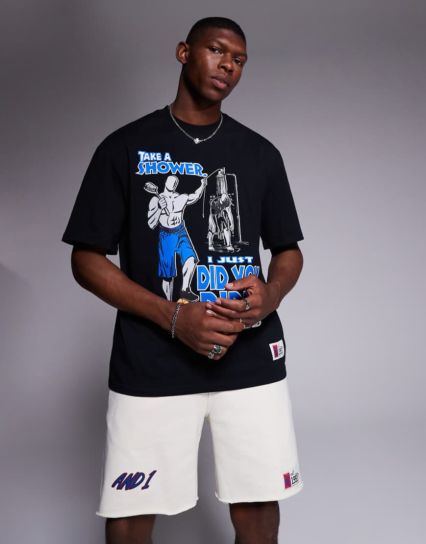 AND1 - Oversize-T-Shirt in Schwarz mit Sport-Print AND1 - Oversize-T-Shirt in Schwarz mit Sport-Print von AND1