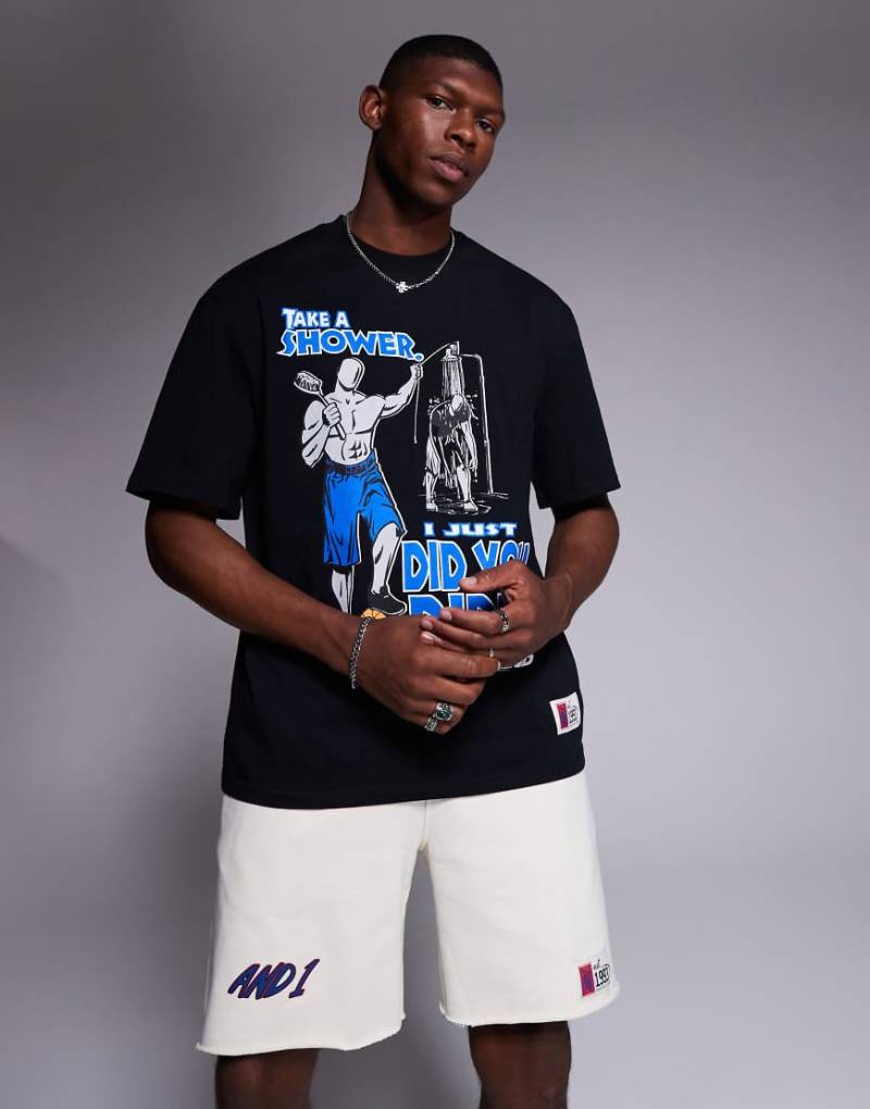AND1 - Oversize-T-Shirt in Schwarz mit Sport-Print von AND1