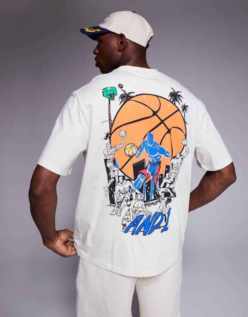 AND1 - Oversize-T-Shirt in Weiß mit Logo und Sport-Rückenprint von AND1