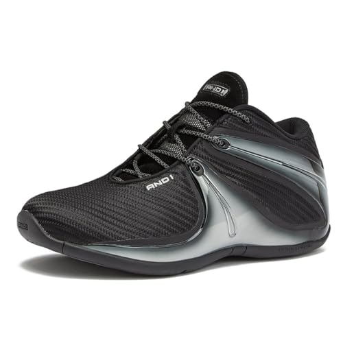 AND1 Rise Herren Basketballschuhe Sneaker für Indoor oder Outdoor Straße oder Court Größen 7 bis 15, Schwarz/Schwarz, 44.5 EU von AND1