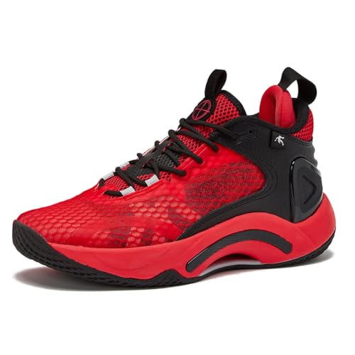 AND1 Scope Basketballschuhe für Damen und Herren, Mid Top Indoor oder Outdoor Basketball Sneakers, Größe 39 bis 44 Damen und 4,5 bis 16 Herren - Rosa, Rot oder Weiß, Rot/Schwarz, 12 Women/10.5 Men von AND1