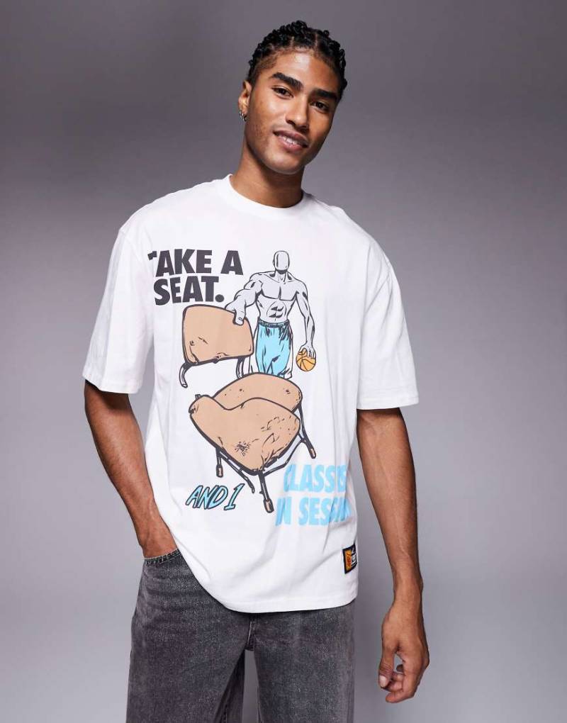 And1 - T-Shirt in Weiß mit grafischem Print von AND1