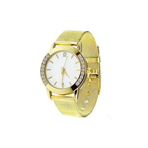 ANDANTE 14K Gold Armbanduhr mit weissen Kristallen - Quarz - Analog - AS5013 von ANDANTE