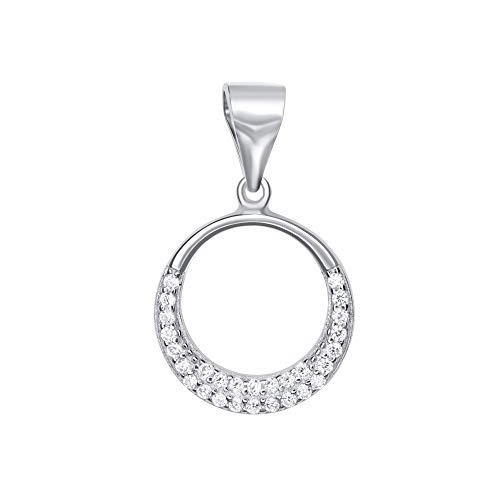 ANDANTE 925 Sterling Silber Damen Kettenanhänger Anhänger ** Luna ** Glitzernder Kreis mit weißen Zirkoniasteinen von ANDANTE