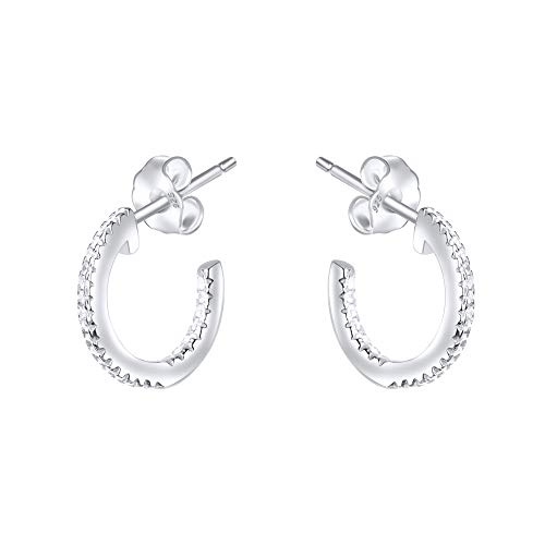 ANDANTE 925 Sterling Silber Damen Ohrstecker Ohrringe Halbcreolen ** Creolen Ø 15 mm ** mit weißen Zirkoniasteinen von ANDANTE