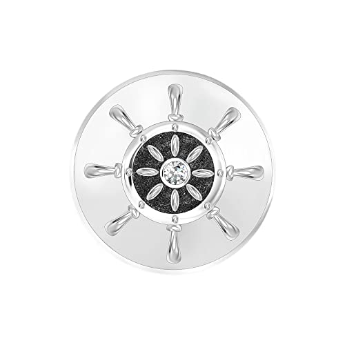 ANDANTE Chunk Click-Button Druckknopf ** Ruder Schiff Steuerrad mit Kristall ** für Chunk-Armbänder, Chunk-Ringe, Chunk-Schlüsselanhänger und andere Chunk-Accessoires + Organzasäckchen von ANDANTE