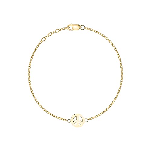 ANDANTE Elegante 14K Gold Hippie Style ARMKETTE Peace + Organzasäckchen von ANDANTE