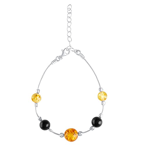 ANDANTE Premium Collection - Echter OSTSEE Bernstein Armband in 925 Sterling Silber - Längenverstellbar 17-21,5 cm - Zertifiziert - Gold des MEERES - Farbe Cognac, Kirsche, Zitrone von ANDANTE