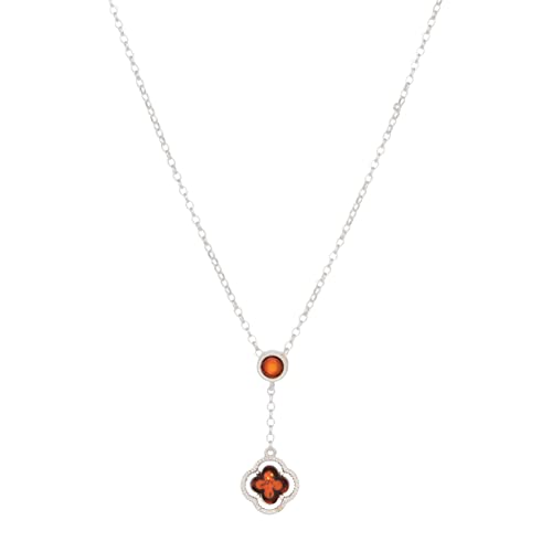 ANDANTE Premium Collection - Echter OSTSEE Bernstein Halskette und Kettenanhänger in 925 Sterling Silber - längenverstellbar ** Kleeblatt ** Zertifiziert - Gold des Meeres - Farbe Cognac von ANDANTE