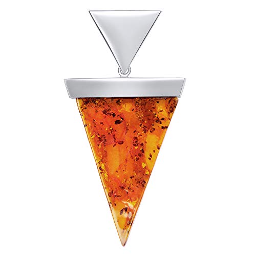 ANDANTE Premium Collection - Echter OSTSEE Bernstein Kettenanhänger in 925 Sterling Silber ** Geo Modern Dreieck ** Zertifiziert - Gold des MEERES - Farbe Cognac von ANDANTE