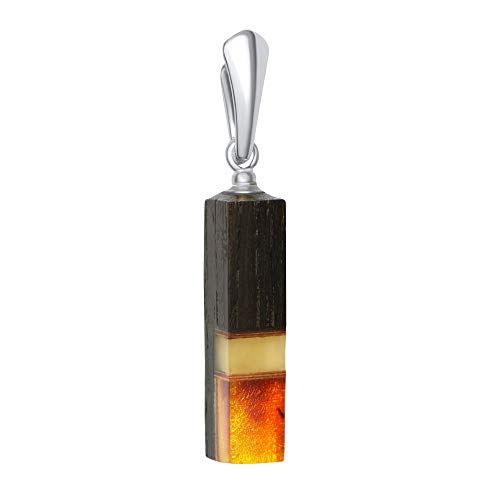 ANDANTE Premium Collection - Master of Zen - Echter Natur OSTSEE Bernstein Kettenanhänger, reines 23 Karat Gold, 925 Sterling Silber, Schwarze Eiche ** Pele - hawaiische Vulkangöttin ** Zertifiziert von ANDANTE