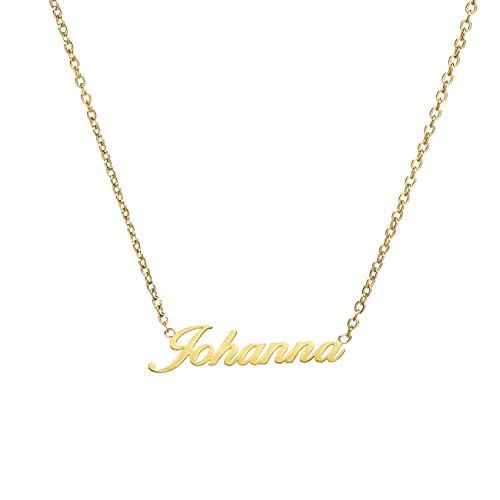 ANDANTE Premium Collection - Namenskette Johanna 14K Gold Edelstahl Halskette Personalisierte Kette mit Namen - längenverstellbar 43 cm - 48 cm von ANDANTE