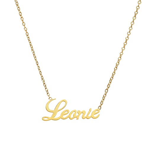 ANDANTE Premium Collection - Namenskette Leonie 14K Gold Edelstahl Halskette Personalisierte Kette mit Namen - längenverstellbar 43 cm - 48 cm von ANDANTE