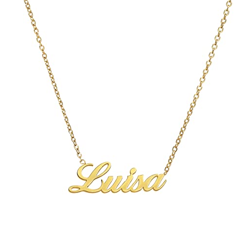 ANDANTE Premium Collection - Namenskette Luisa 14K Gold Edelstahl Halskette Personalisierte Kette mit Namen - längenverstellbar 43 cm - 48 cm von ANDANTE