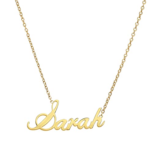 ANDANTE Premium Collection - Namenskette Sarah 14K Gold Edelstahl Halskette Personalisierte Kette mit Namen - längenverstellbar 43 cm - 48 cm von ANDANTE